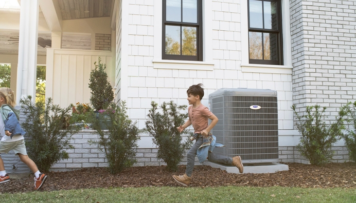 children running in yard